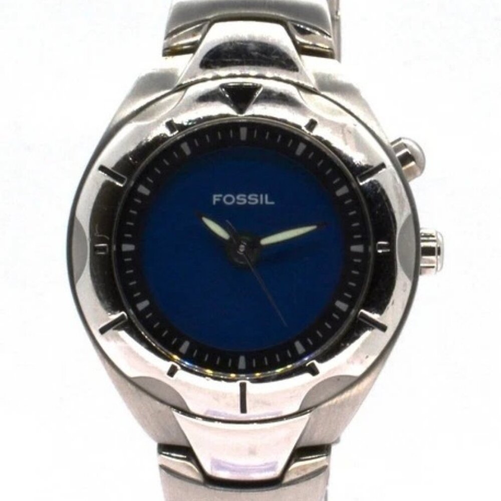 Ladies 32mm Fossil Stainless Steel Kaleidoscope Big Tic Blue Green Watch AM-3553